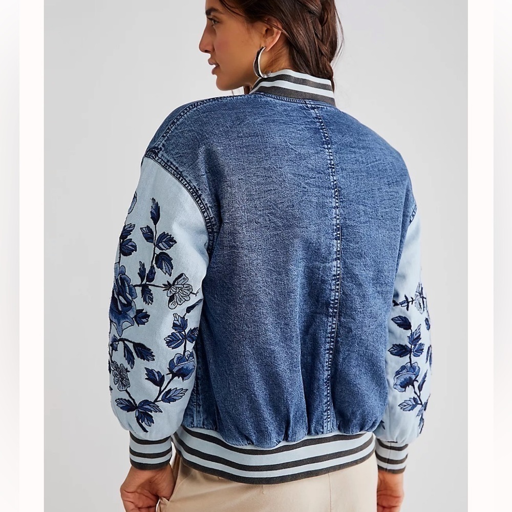 NWT We The Free Floral Varsity Jacket XS Free People